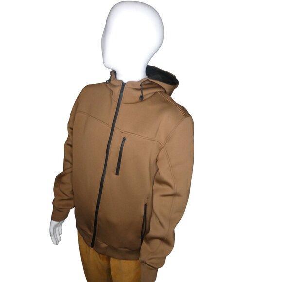 Marc AsMens Brown Hooded Softshell Jacket With Zippered Pocket & Full Zip Closur - Picture 6 of 9